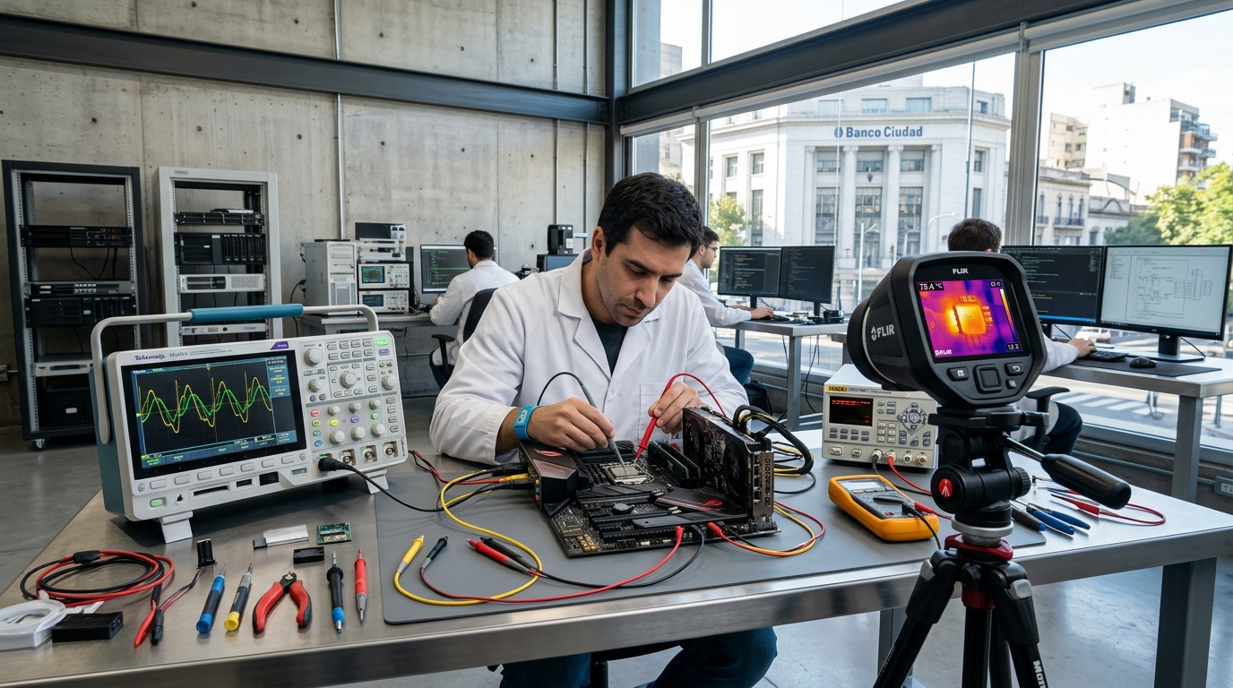 Banco de pruebas térmicas en el laboratorio de Parque Patricios